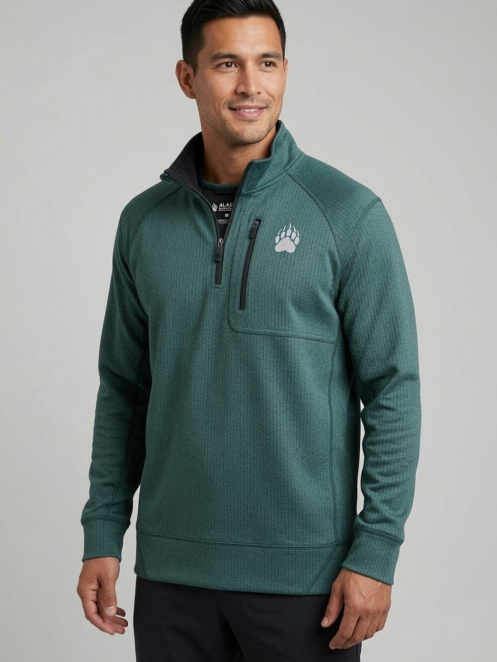 Alaskan Hardgear AKHG Men's Swing Dog Quarter Zip Mock Pullover Green Size Med
